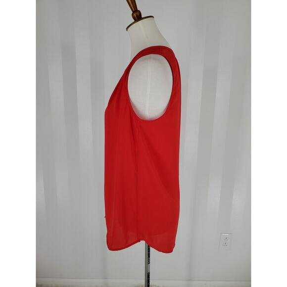 DANIEL RAINN Women's Pinkish Red Sleeveless Button Up Sheer Top Sz S - Picture 3 of 9